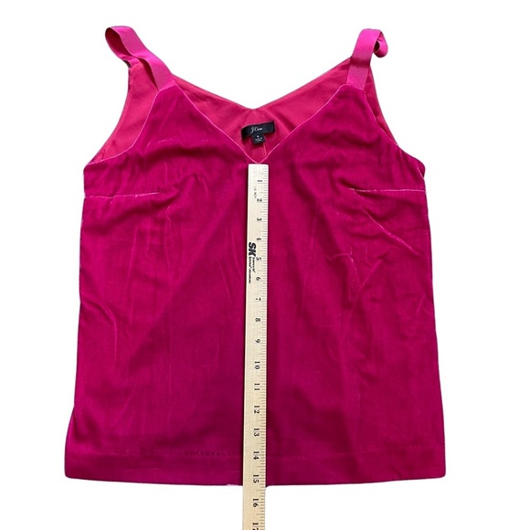 J. Crew fuchsia pink velvet double v-neck fabric ribbon straps tank top size S - Picture 3 of 11